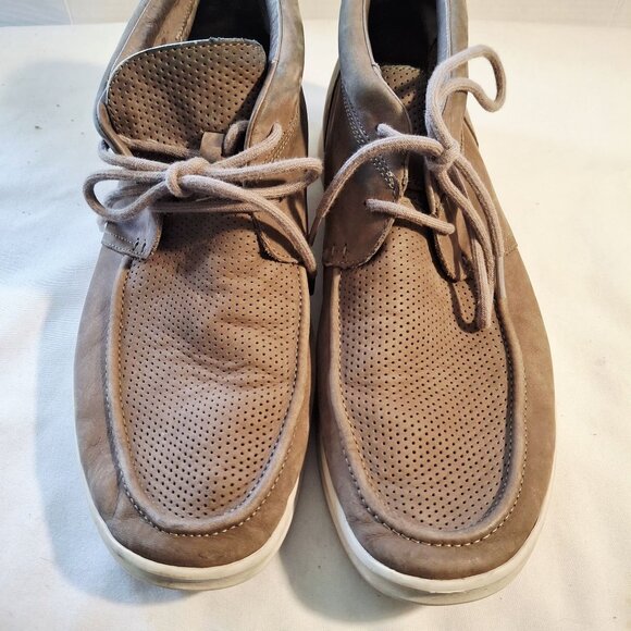 UGG Mens Size 13 Brown Perforated Leather Chukka Boots Comfortable - Picture 3 of 12